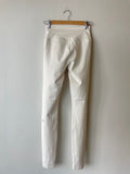 alo High-Waist Ripped Warrior Leggings in White — front