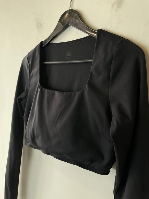 alo Alosoft Square Neck Long Sleeve Crop Top